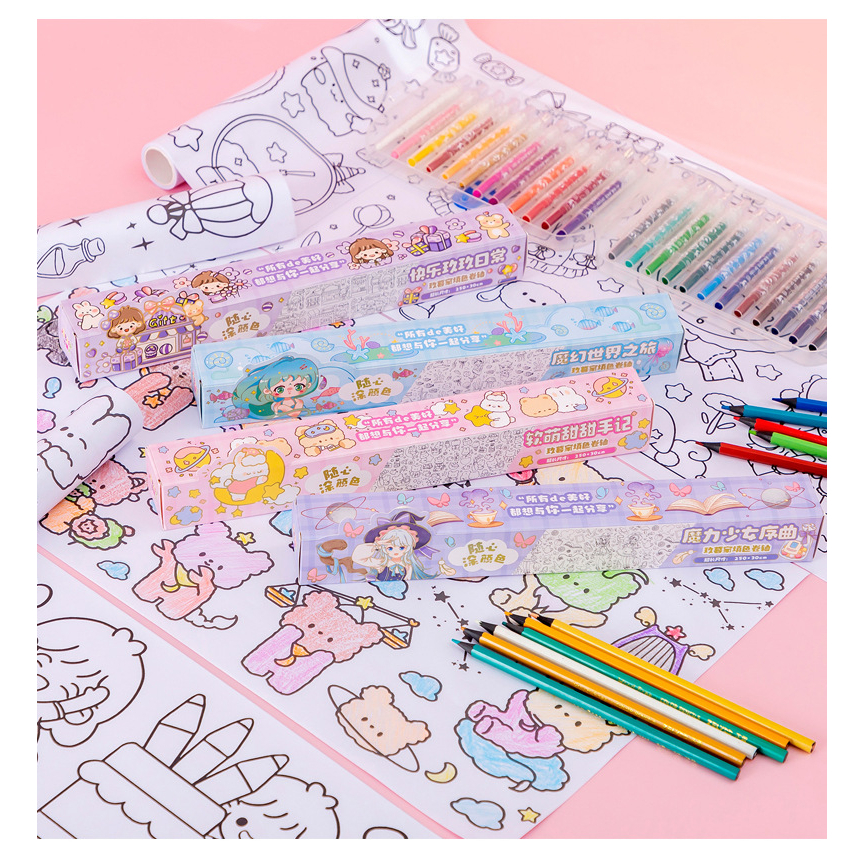 

Kertas mewarnai jumbo stiker roll mewarnai anak kartun animal cute