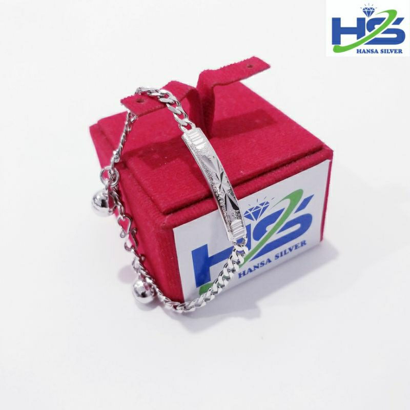 Gelang Perak Anak Asli Silver 925 Lapis Emas Putih Model Rantai Sisik Naga Plat Kerincing