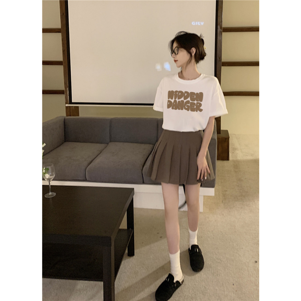 EUNII T-shirt Lengan Pendek Cartoon Bear Ear Korean Style/Kaos Atasan Wanita/Baju Kaus Oversize Wanita/Kaos Wanita