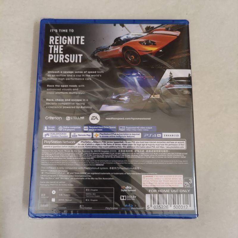 PS4 Need for Speed Hot Pursuit Remastered Sony Playstation 4 Kaset