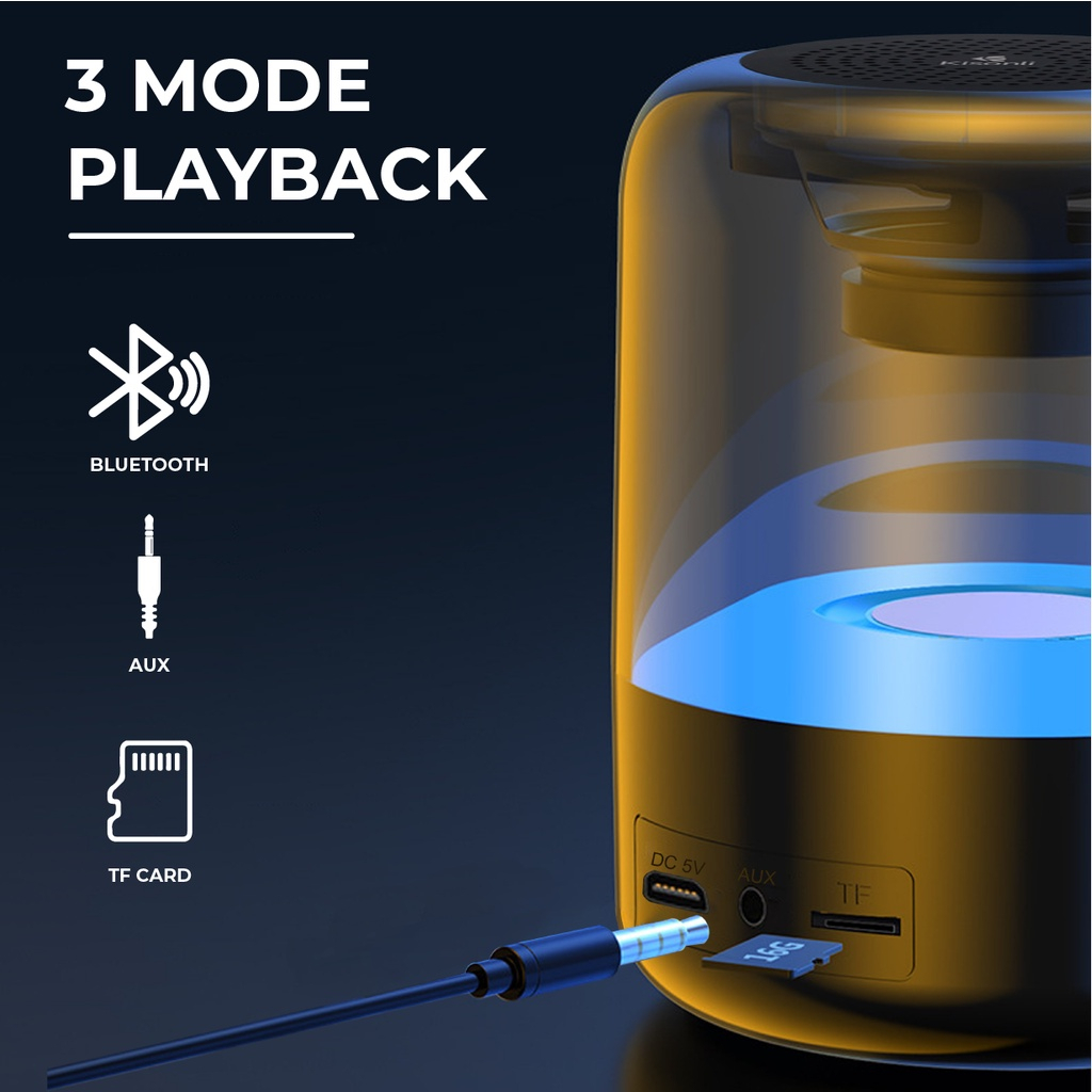 Speaker Bluetooth LP-5S Kisonli RGB Light Mini 5.0 Subwoofer 5W Super Bass - XOBOX