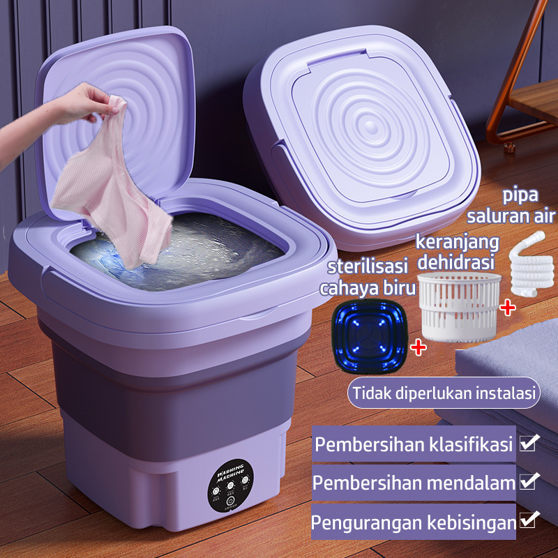 Mesin Cuci Mini Portable 2 Tabun Sterilisasi Cahaya Biru Mesin Pengering Pakaian 6.5L Mesin Cuci Lipat Otomatis