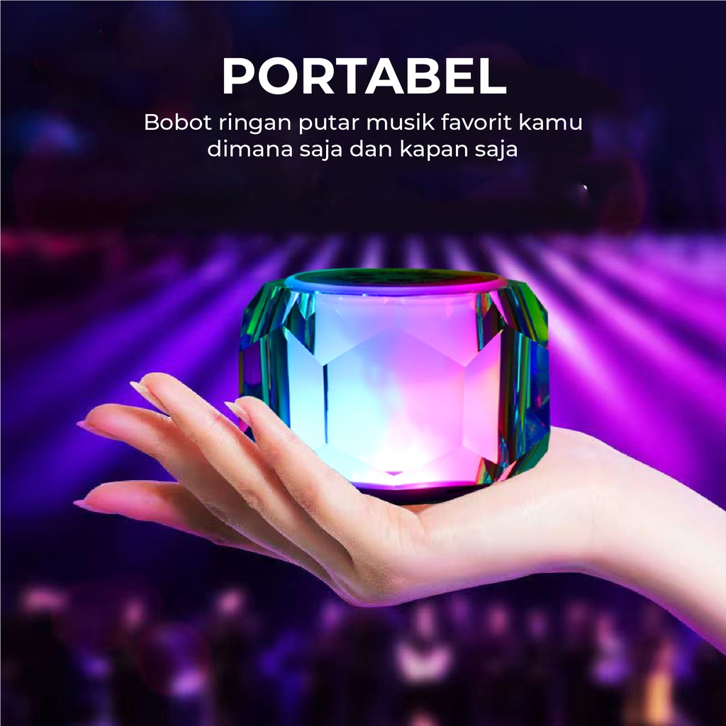 Speaker Bluetooth Kristal LP-F1 Kisonli Subwoofer 3W Super Bass RGB Light - XOBOX