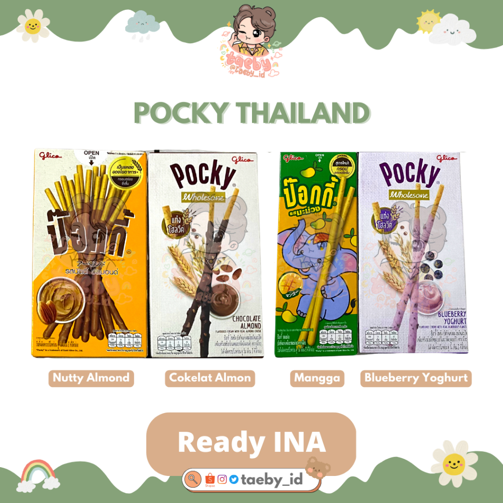 

POCKY ORIGINAL THAILAND BANGKOK POCKY MANGGA BLUEBERRY CHESNUT ALMOND YOGHURT MANGO CHOCOLATE COKLAT KACANG