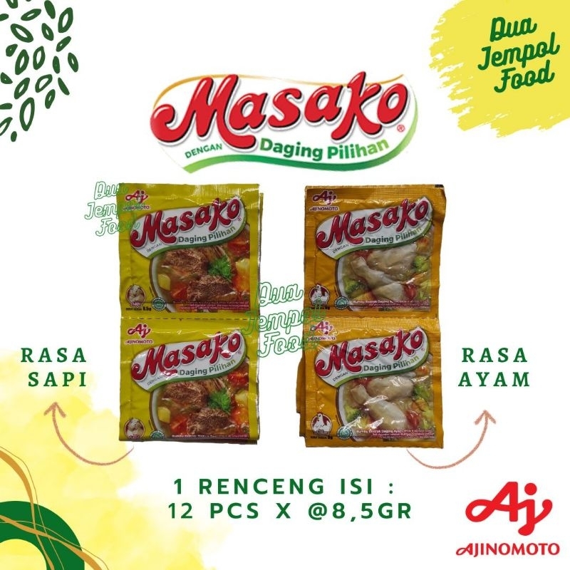 

Masako sapi ayam renceng isi 12 pcs x 8,5gr sachet ( penyedap makanan ayam sapi bubuk renteng)