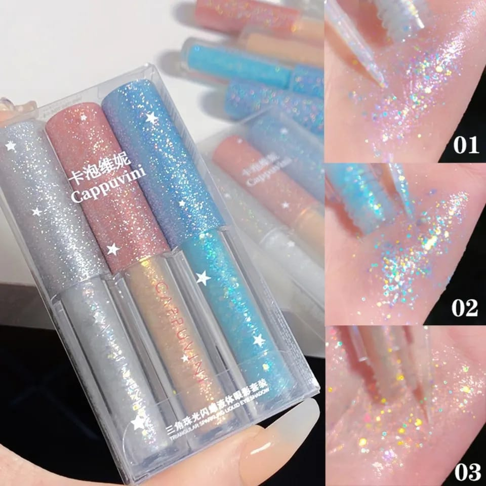 EYESHADOW GLITTER SHIMMER BLINK CAPPUVINI 3 SERI WARNA IMPORT PERONA MATA