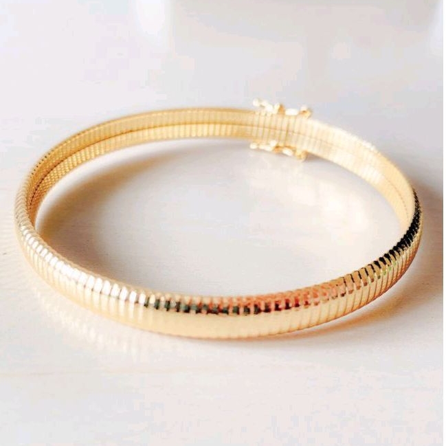 gelang wanita titanium motip benggle gold polos lapis emas 24 k anti luntur