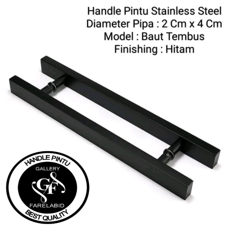 Handle Pintu Kaca Tempered 80 Cm Gagang Pintu Alumunium Stainless Steel 60 Cm Pegangan Pintu Baut Tembus 45 Cm Tarikan Pintu Rumah Minimalis