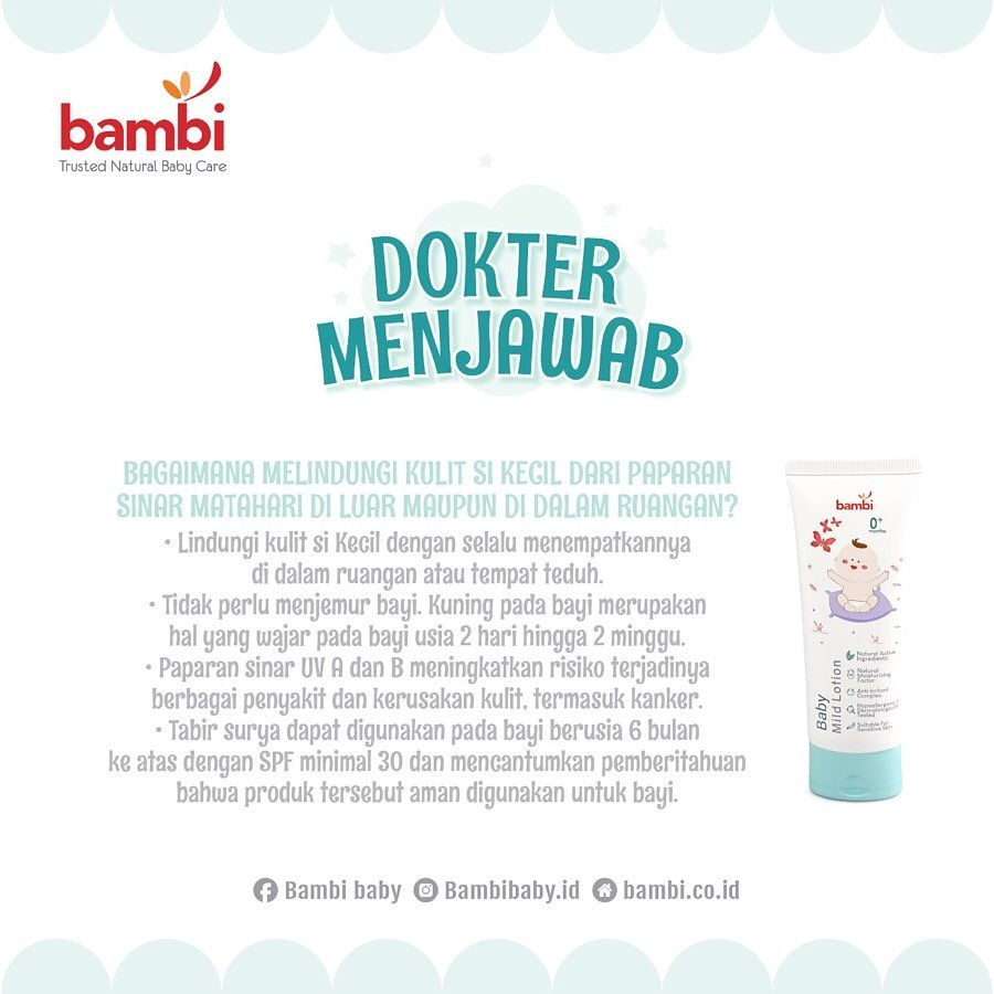 [BPOM] Bambi Baby Mild Lotion 100ml / Body Lotion Bayi Kulit Normal - Sensitif Kaya Kandungan Protein Susu Nabati / Moisture Pelembab / MYMOM