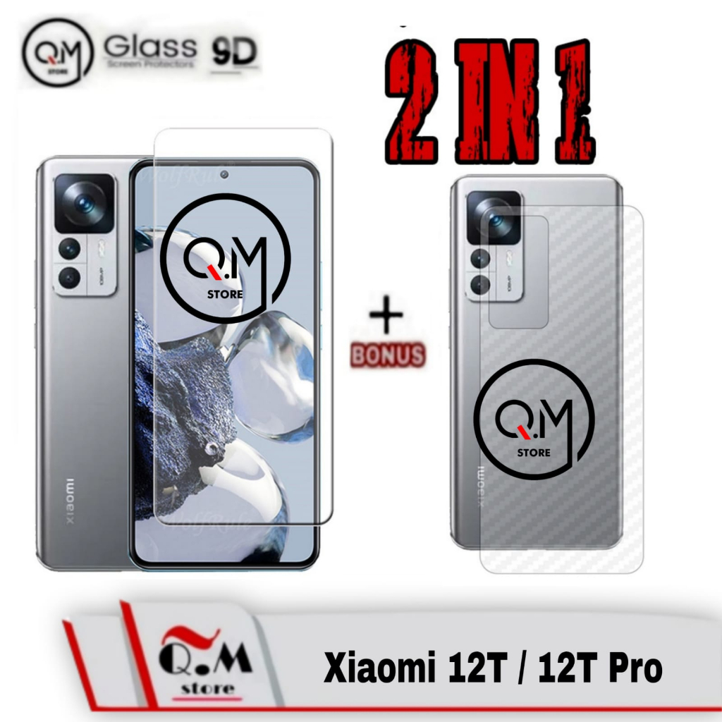 Paket 2 in1 Tempered Glass Layar Xiaomi 12T / Xiaomi 12T Pro Anti Gores Screen Guard Free Garskin