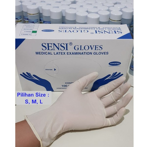 SENSI Gloves Latex Medical Latex Examination Sarung Tangan Latex Sensi isi 100