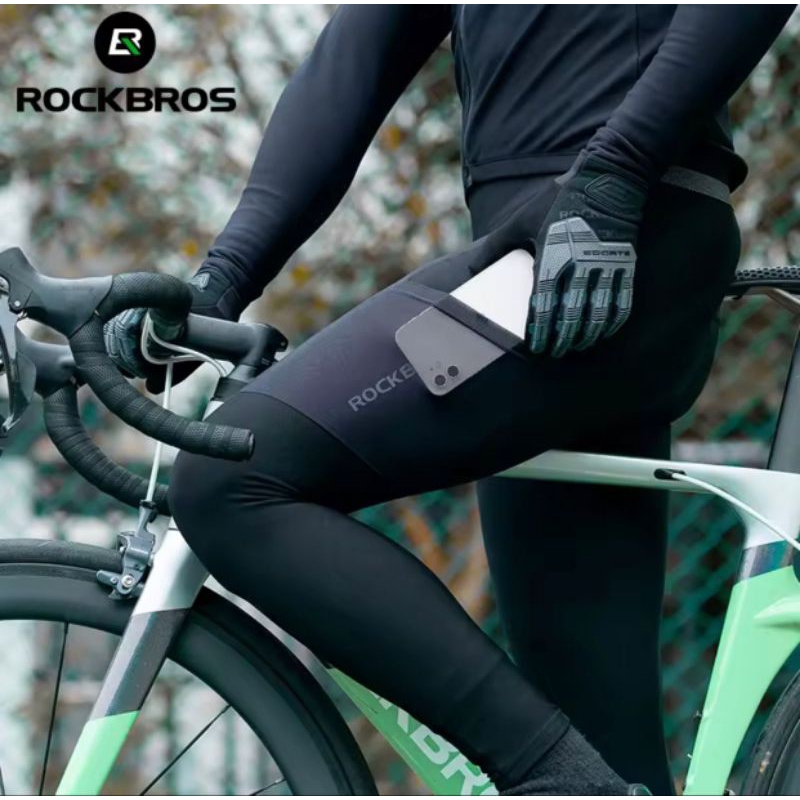ROCKBROS RK1011B 3XL Size Celana Bib Panjang Sepeda Padding Gel Roadbike Ketat Olahraga Bawahan RK10