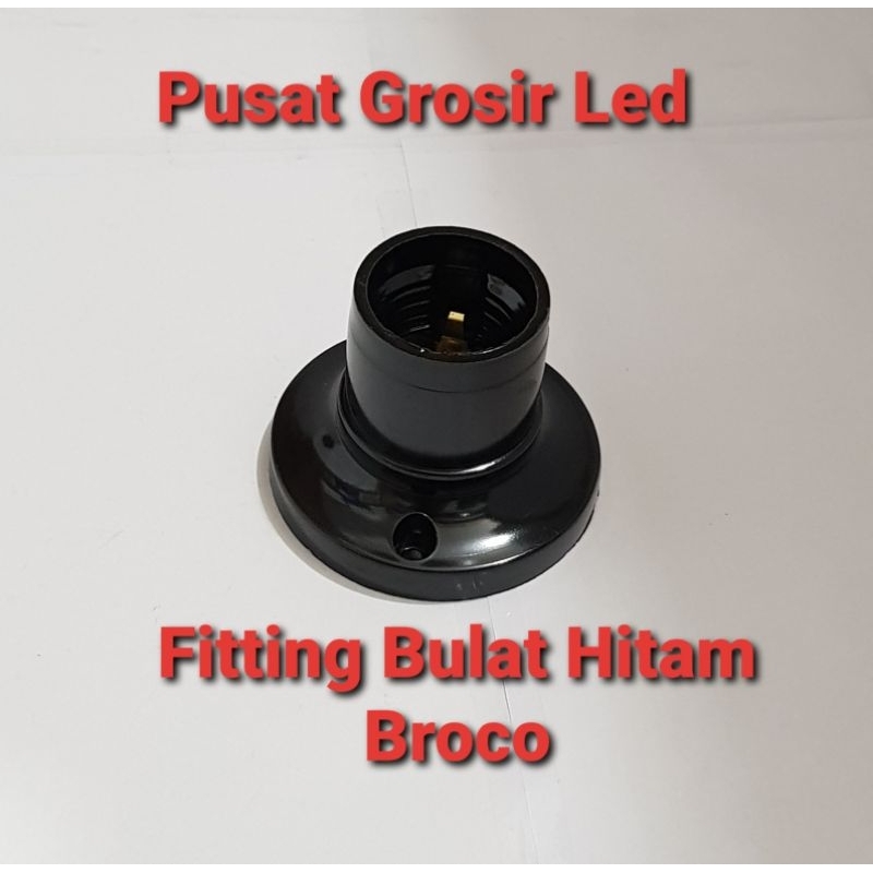 PAKET HEMAT 12 PCS (1 BOX ) FITTING BULAT HITAM BROCO SNI E27