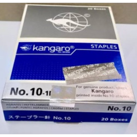 (1 Pak /20 Pcs MiniBox) Isi Klep/Staples Kangaro No 10