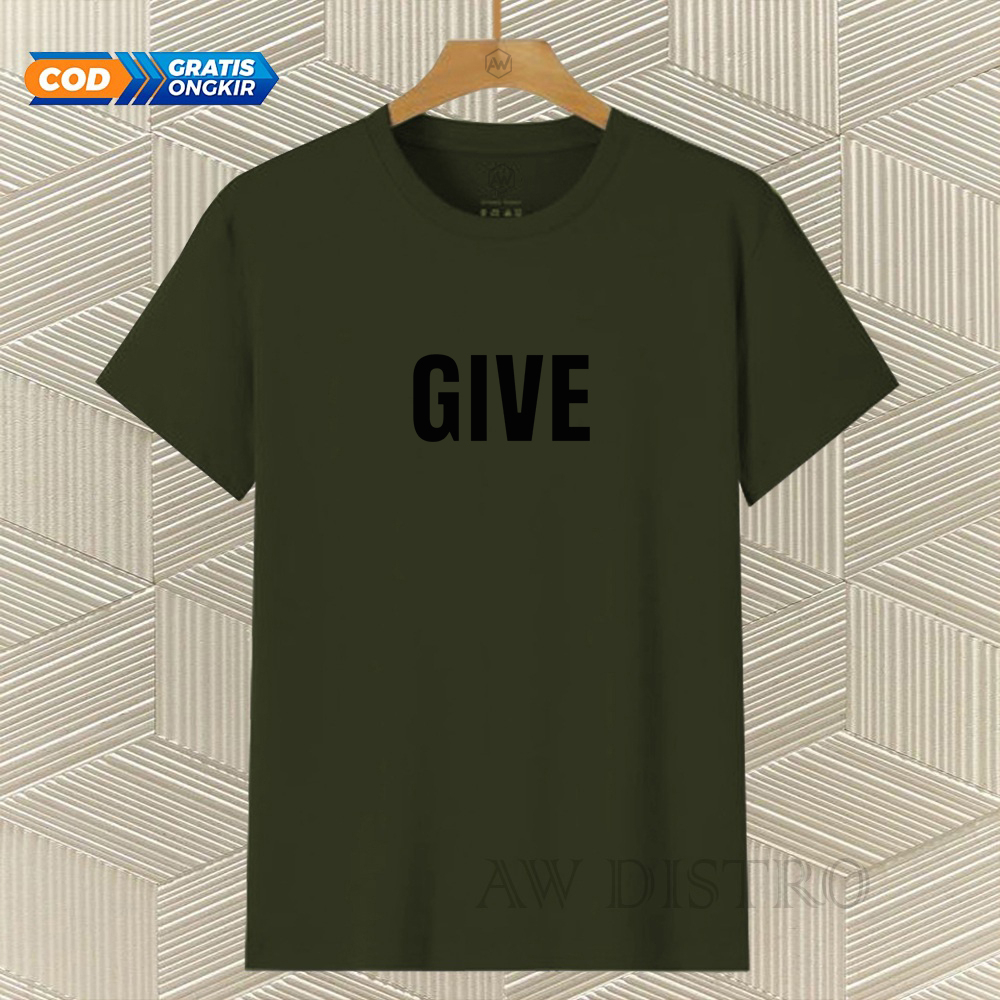 COD Baju Kaos Distro Give Text Hitam Premium Quality Lengan Pendek