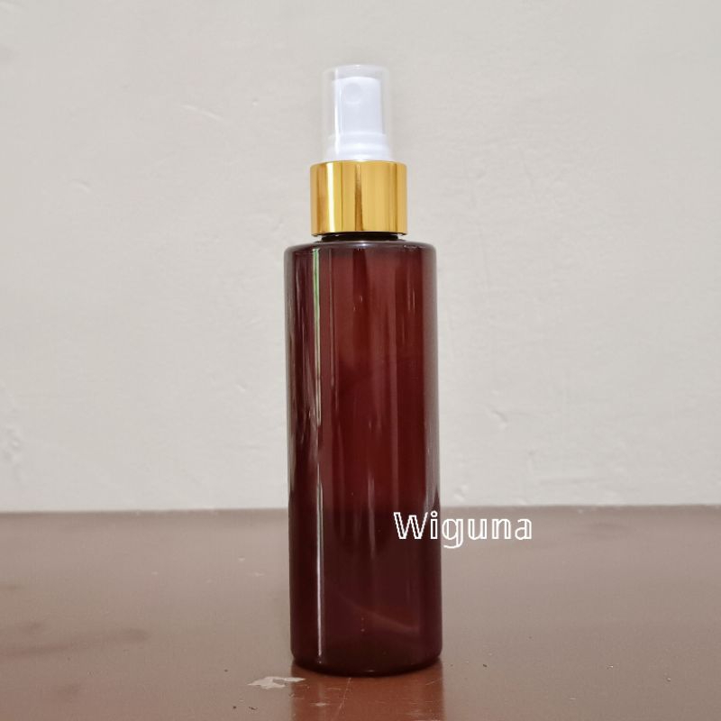 Botol Spray 150ml Amber RF / Botol Rf 150ml Coklat Spray Ring Gold Halfcap