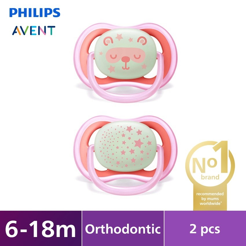 PHILIPS AVENT 2pcs Ultra Air Night Pacifier 0-6m / 6-18m Soother Empeng Bayi