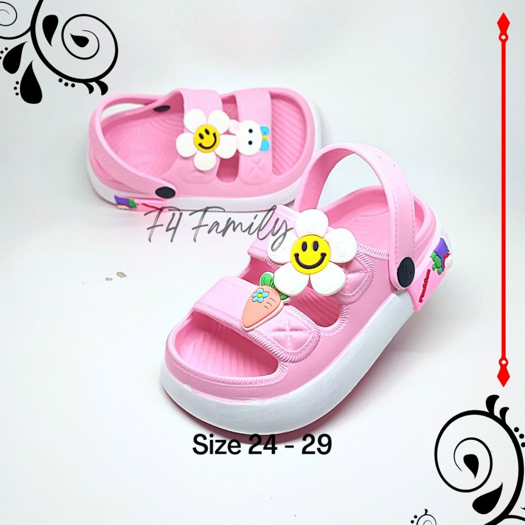 MD79 - Sendal Anak Perempuan Usia 3 5 Tahun Terbaru 2023 Motif Bunga Mekar
