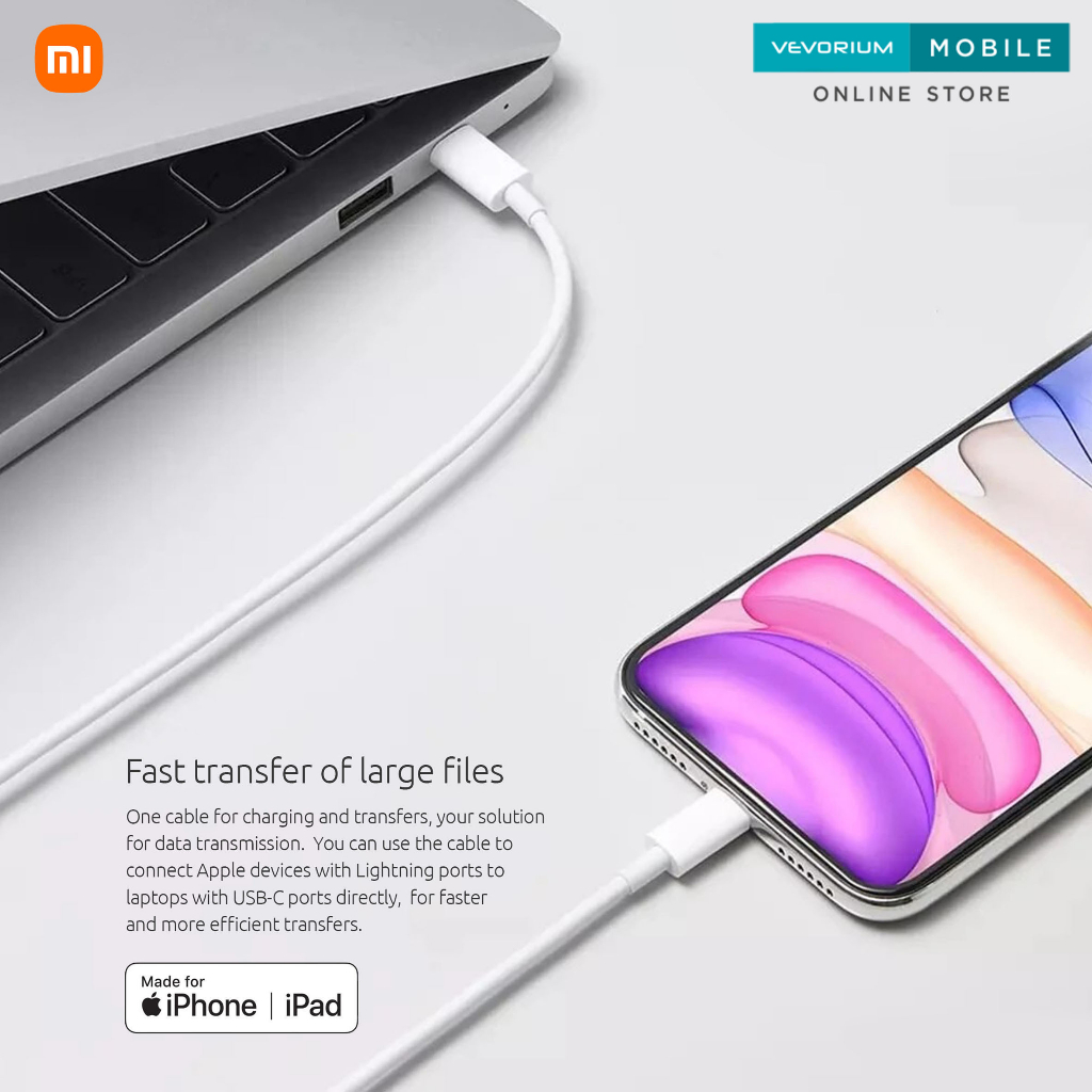 (MFI Sertifikat) Xiaomi USB Type C to Lightning Cable iOS iPhone 14 13 12 11 XS MAX XS XR X 7 8 Plus iPad Kabel Charger Data Kabel Cas Macbook M1