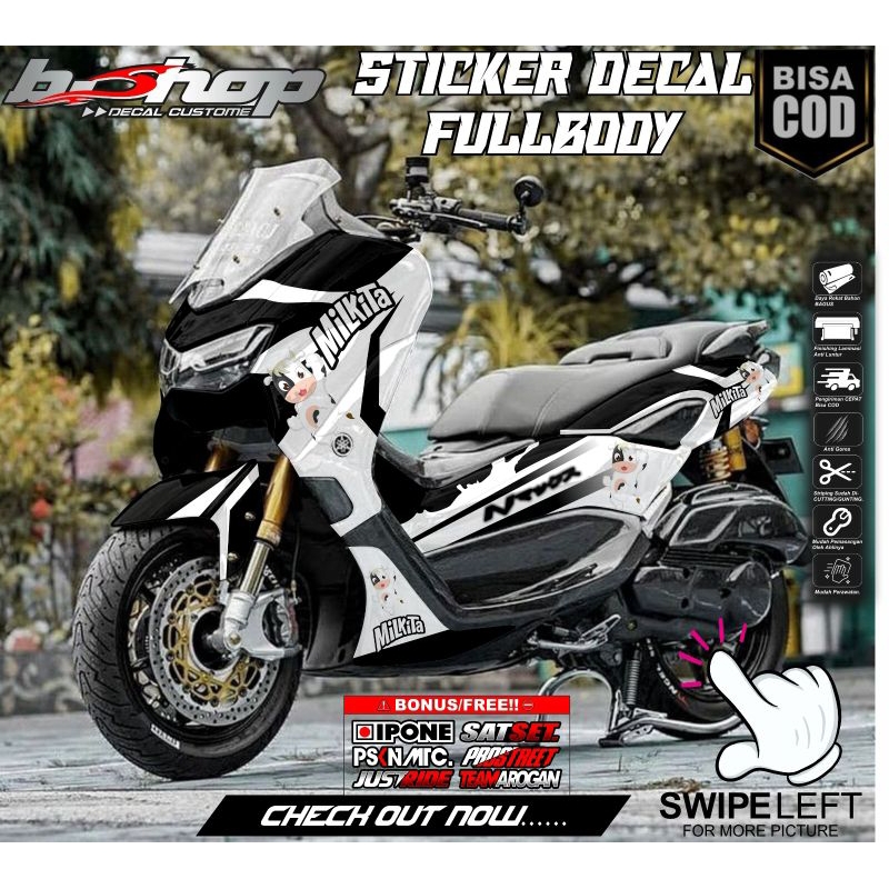 Stiker Decal Motor Nmax 2020 Full Body Variasi Gambar Milki Putih