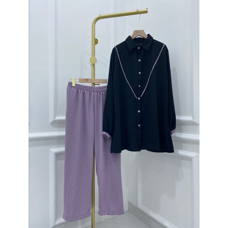 ONE SET CRINKLE SETCEL PHIA JUMBO BUSUI KANCING DEPAN  GROSIR PGMTA MURAH LEBARAN