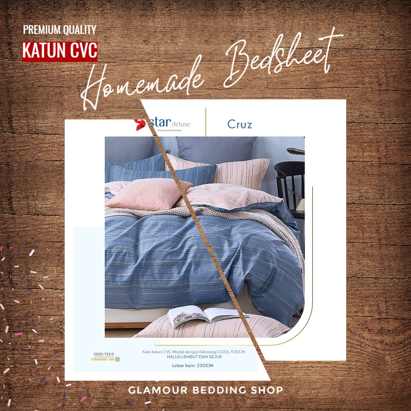 Sprei KING 200x180 Kain Katun CVC Katun Lokal Homemade Sprei Motif By STAR Deluxe