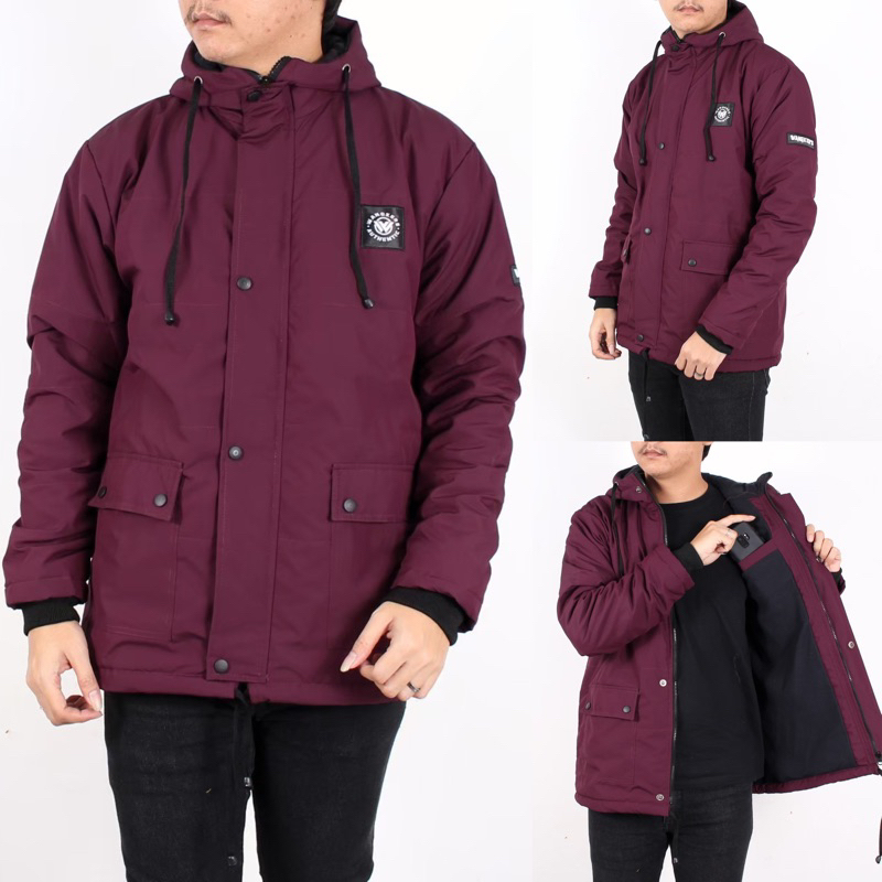 Jacket puffer kembung maroon