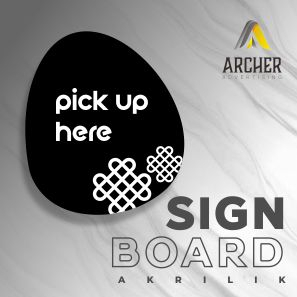 SIGN BOARD PAPAN PENUNJUK PICKUP HERE AMBIL DISINI BULAT AKRILIK ACRYLIC