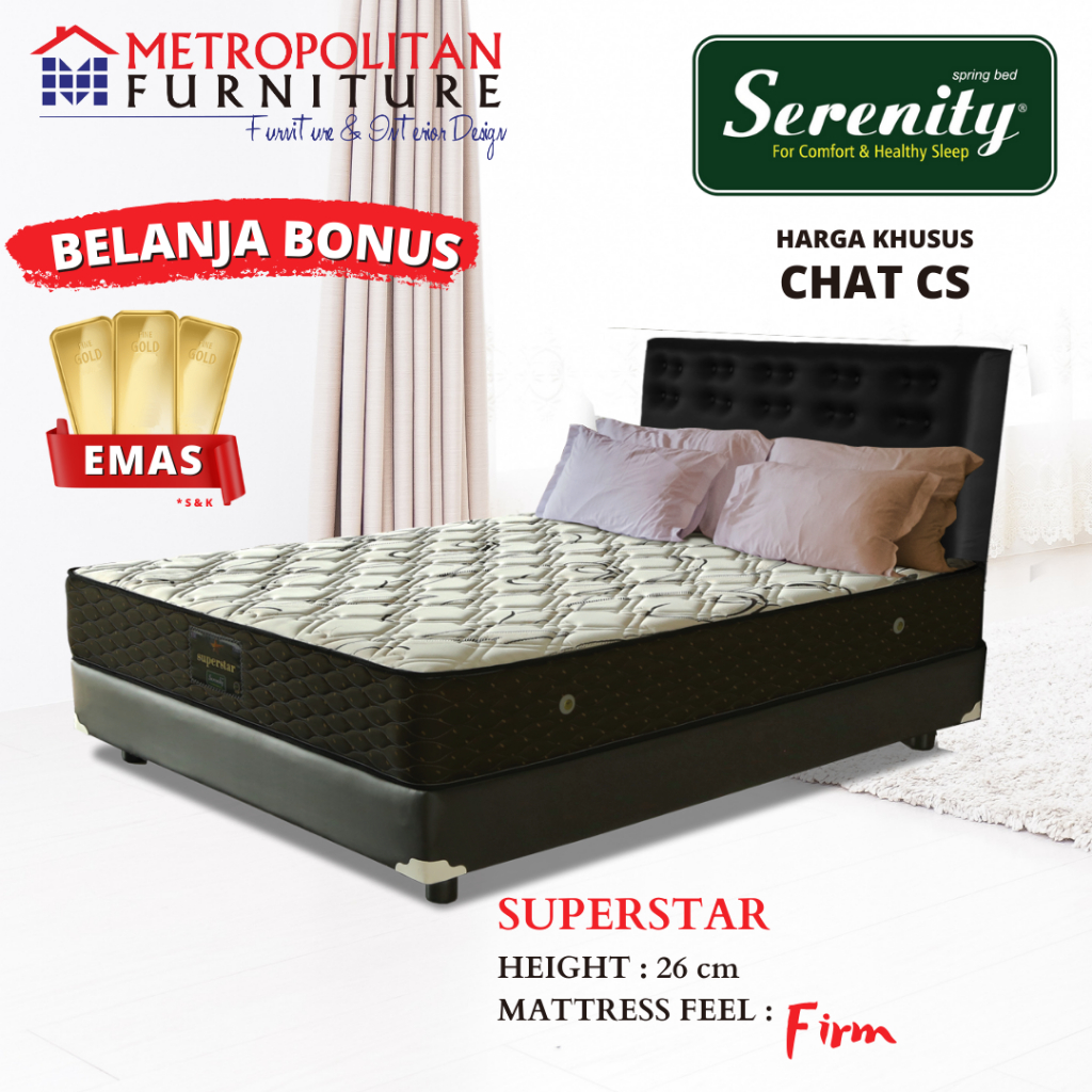 Kasur Spring bed Elite Serenity Superstar set Springbed Matras