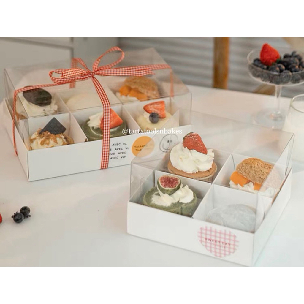 

Kotak Mika Kue / Cake / Tart / Cupcake Sekat 4 PCS dan 6 PCS