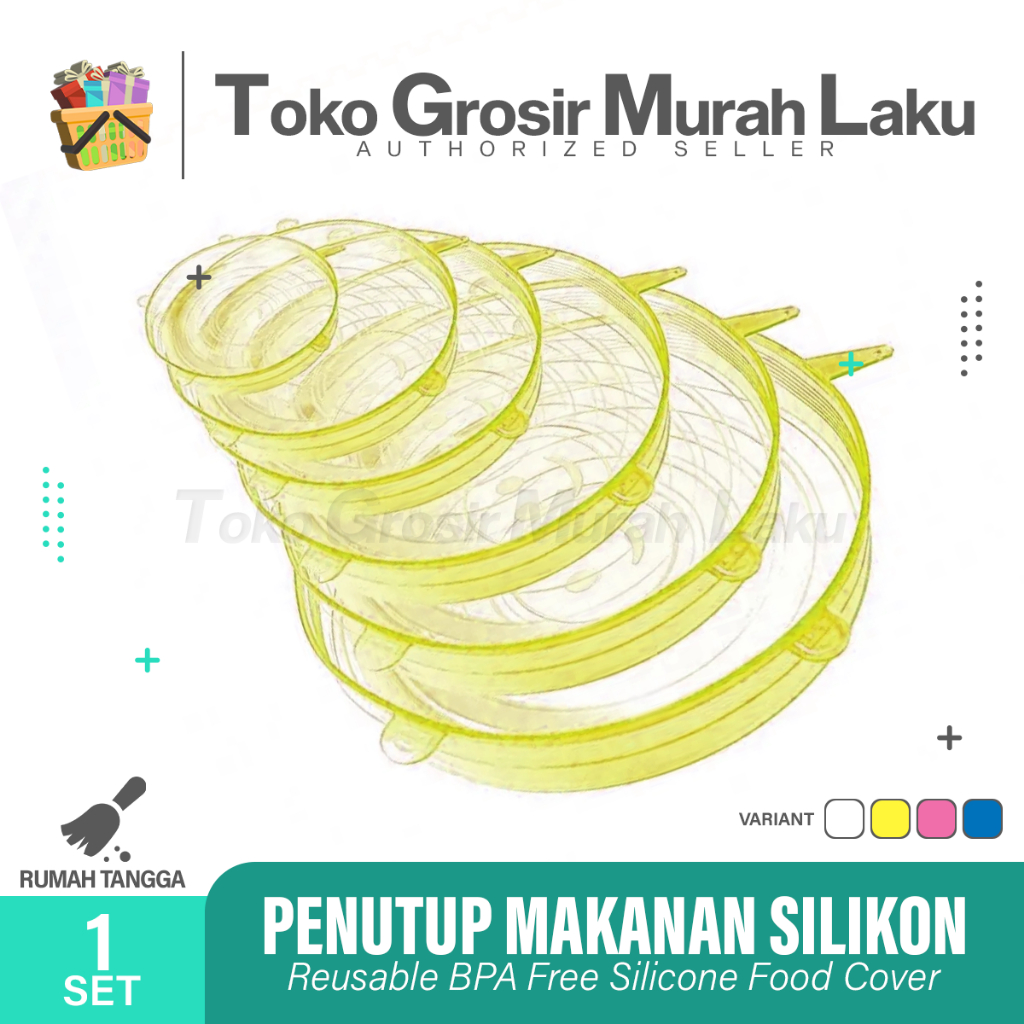 PENUTUP MAKANAN SILIKON 6 IN 1 TUTUP WADAH MAKANAN SILICONE SERBAGUNA