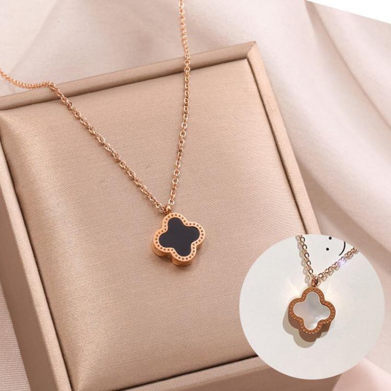 Kalung Titanium Clover 2 Sisi Warna K04159-O