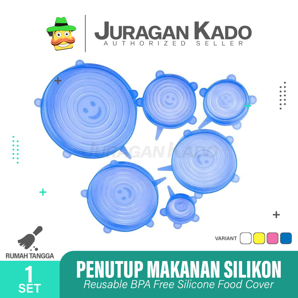 Penutup Wadah Makanan Silikon 6in1 Serbaguna Sillicone Food Cover Anti Tumpah Silikon Flexible