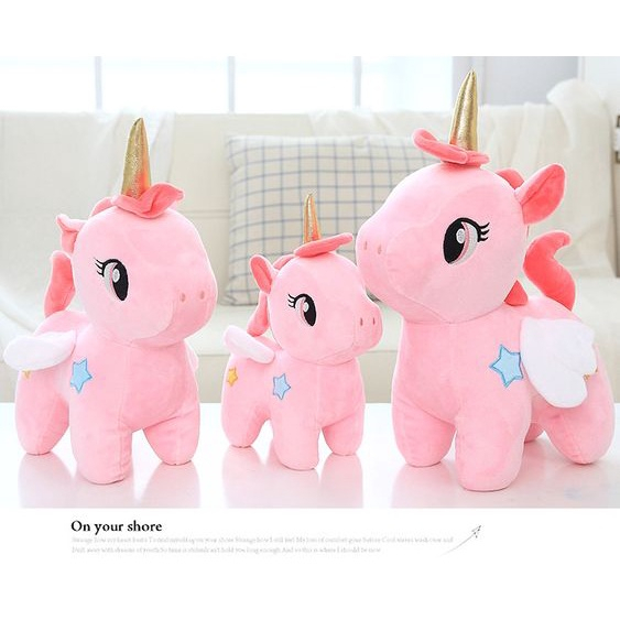 Boneka Unicorn LED Kuda Poni Lying XL Bahan Plush Mainan Anak