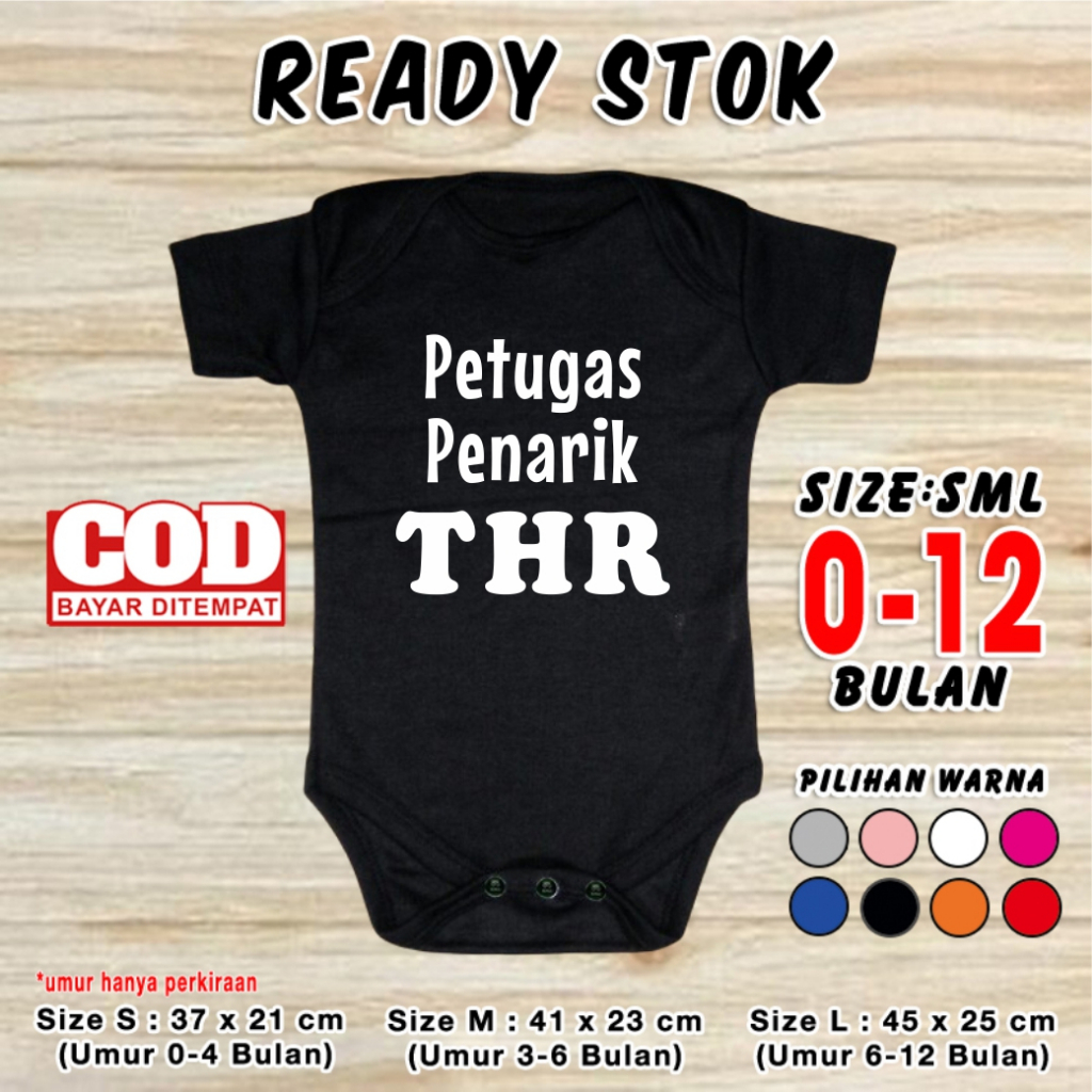 Baju Bayi Lebaran PETUGAS PENARIK THR Jumper Baby Muslim Idul Fitri Custom Tulisan Ramadan Set Pakai