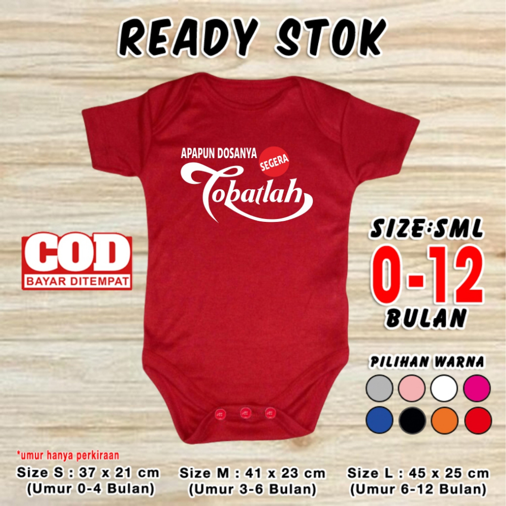 Baju Lebaran Bayi TOBATLAH Set Pakaian Idulfitri Custom Karakter Tulisan Lucu Jumper Ramadhan Baby R