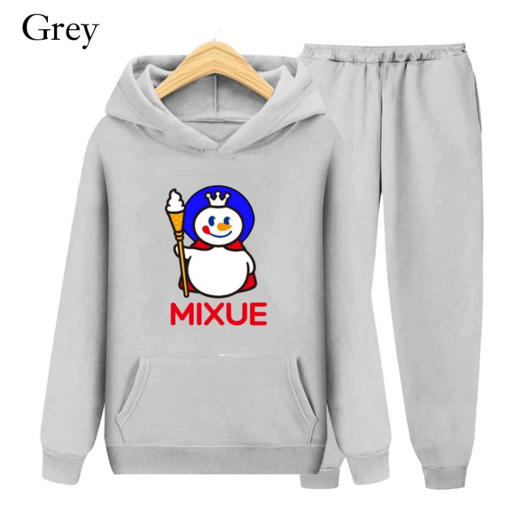 Hzl_outfit Setelan Sweater Hoodie Anak Uniseks Mixue Shake S,M,XL