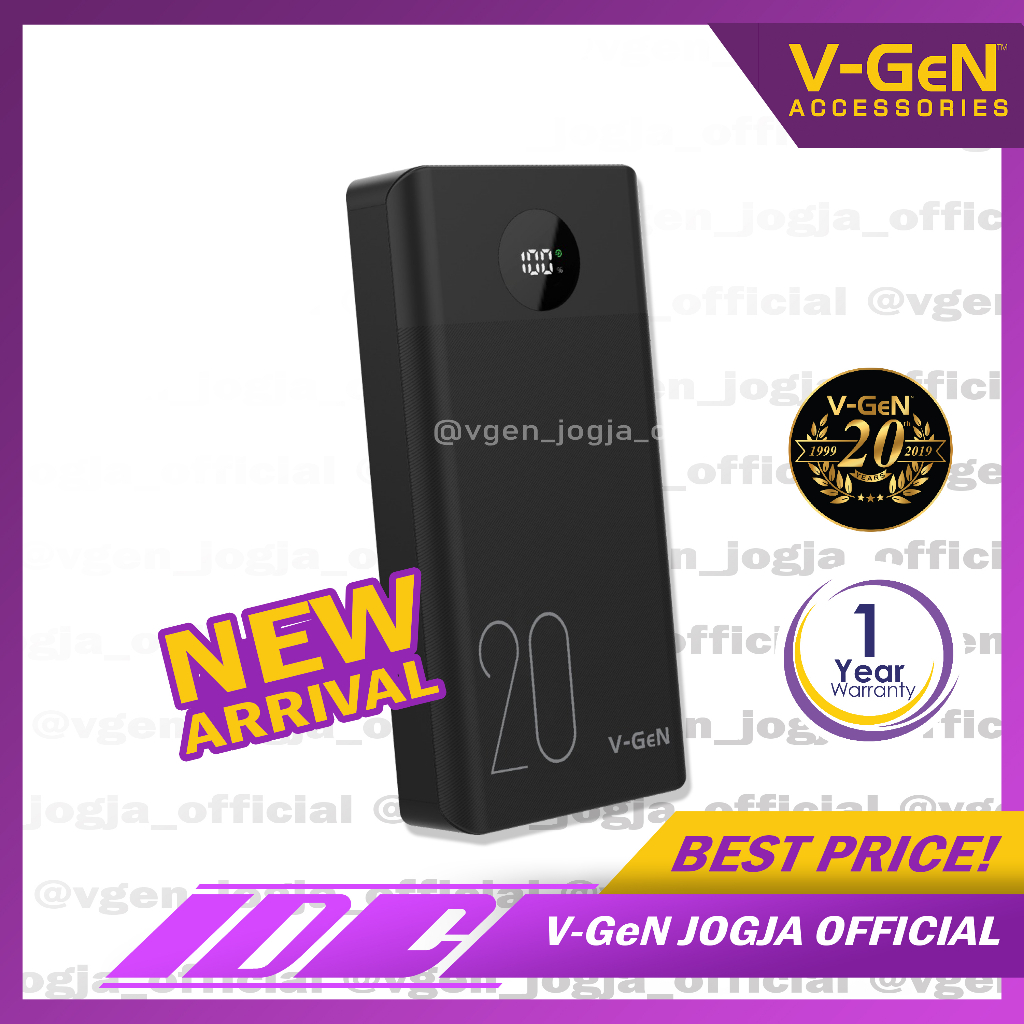 Powerbank V-GeN PB-V20K9 20.000 mAh Support Type C QC PD VOOC Turbo