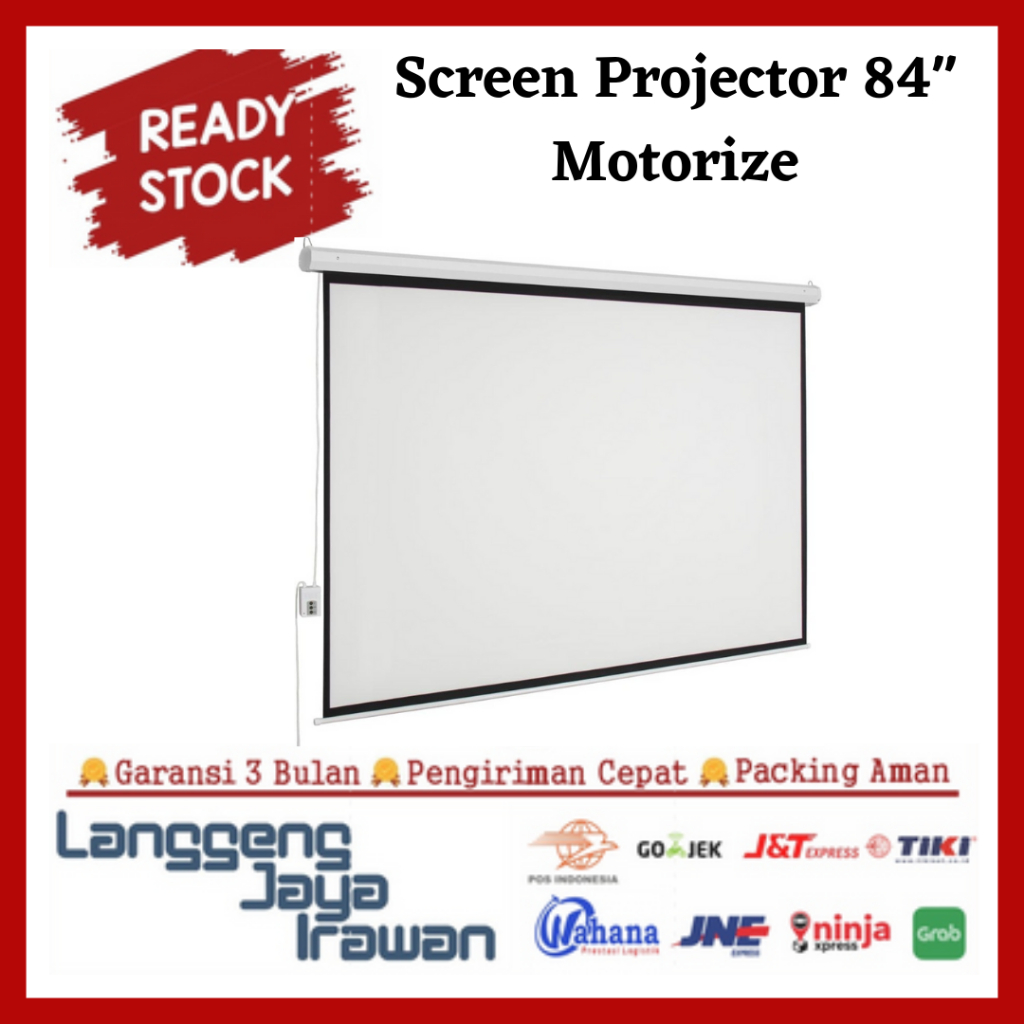 Layar Proyektor Screen Projector 84 inch Motorized Layar Proyektor 84" Otomatis Remote