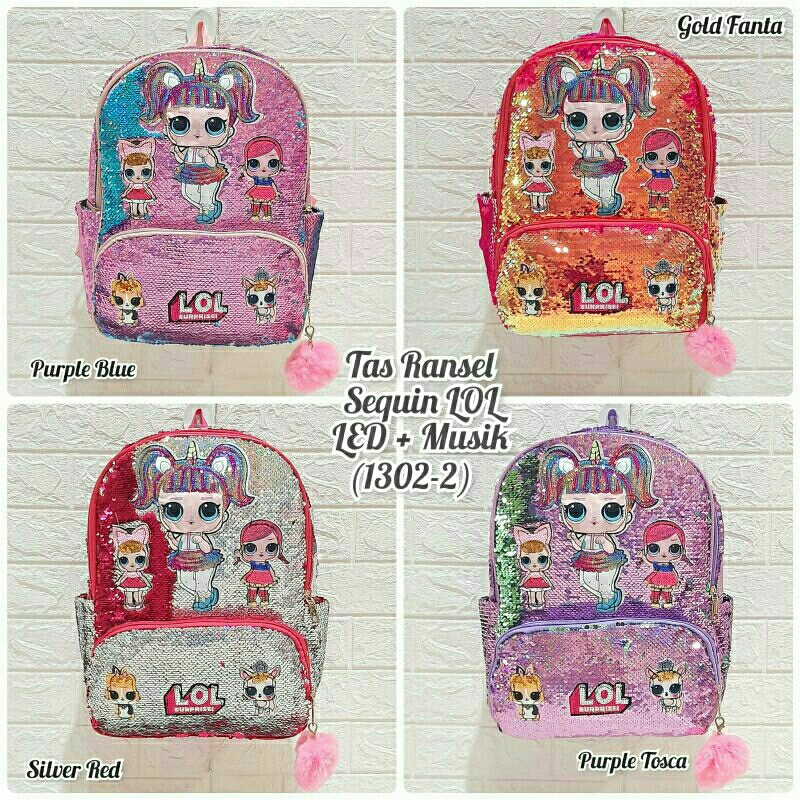 Tas Sequin Unicorn Tanduk / Tas Ransel Sequin Unicorn / Tas Ransel Anak Sekolah