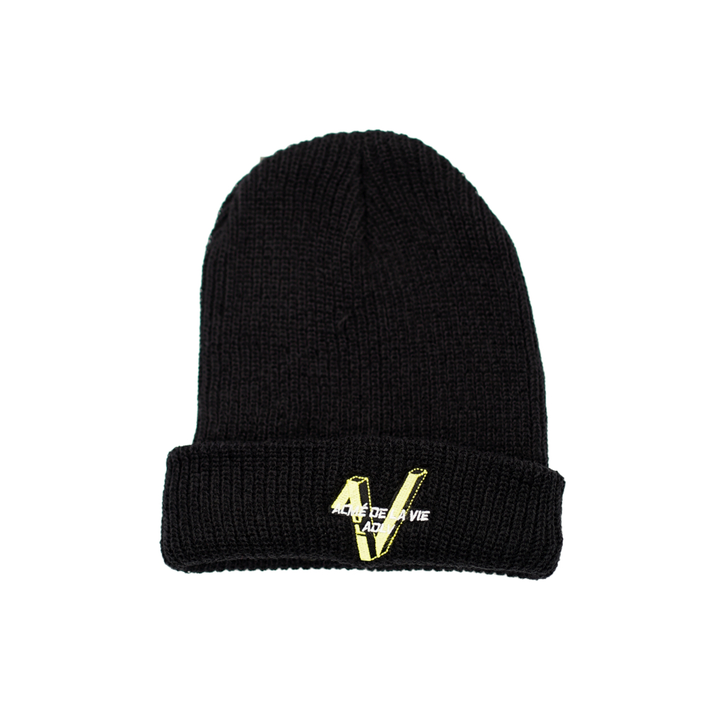 ADLV Black Yellow Logo Beanie Authentic / Topi Kupluk Acme De La Vie Hitam Original