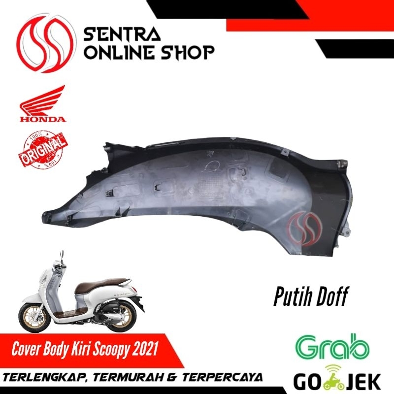 Cover body bodi kiri scoopy new prestige 2021 putih doff dop original
