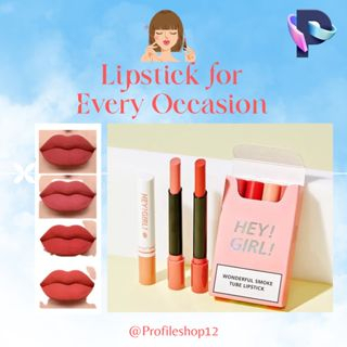 LIPSTICK VIRAL MATTE TAHAN LAMA DAN WATERPROOF 1box isi 4 warna/HENGFANG LIPSTIK HEY GIRL KOREA MATTE 4 WARNA