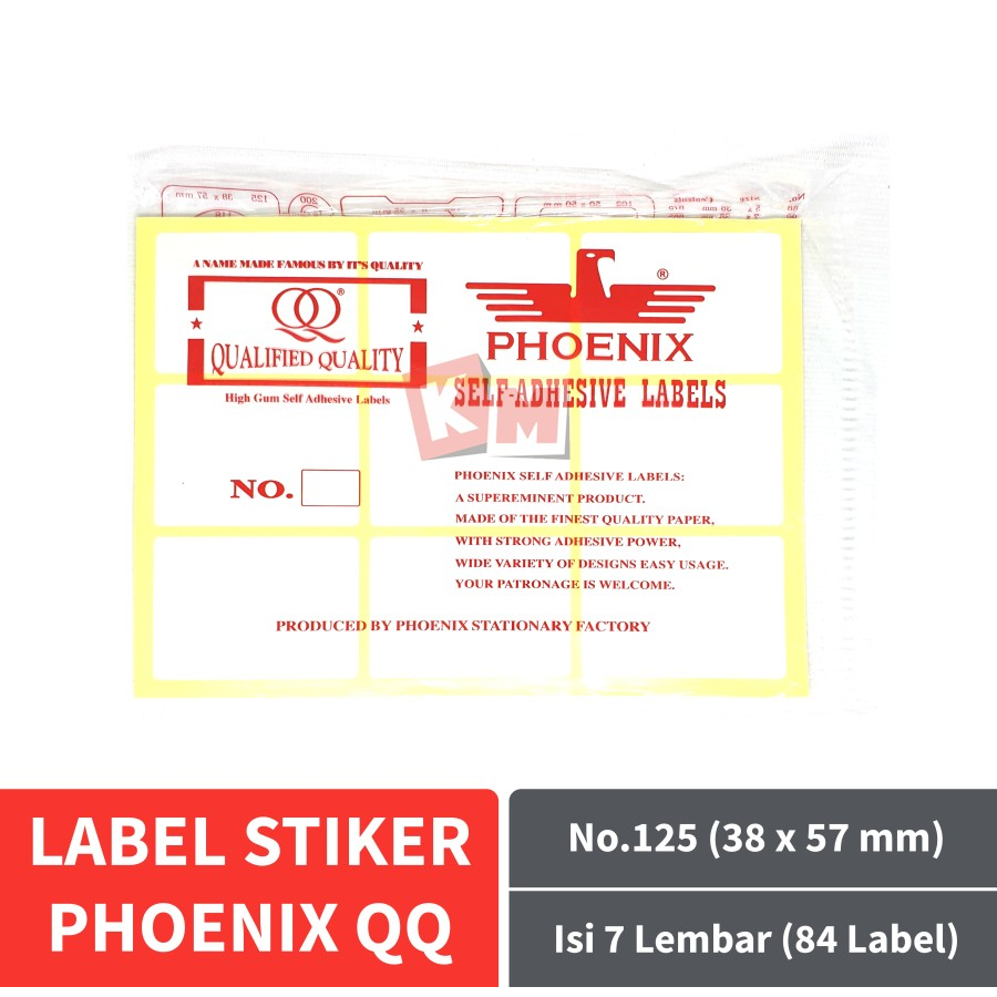 Label Stiker Phoenix QQ No.125 Kertas Harga Nama Undangan 38 x 57 mm