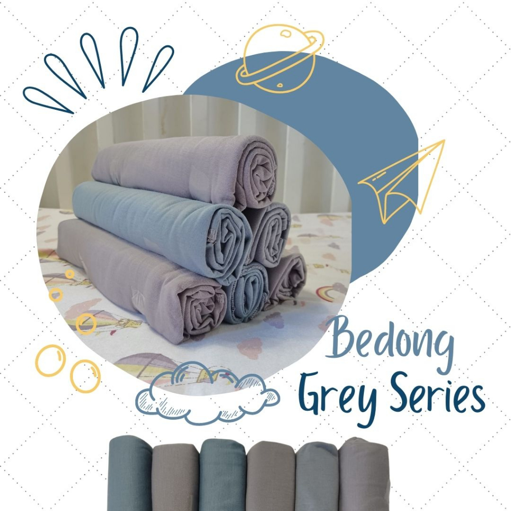 GREY SERIES Akachan Baby Swaddle Bedong Kain Kaos Polos Pink abu tua abu muda bdg