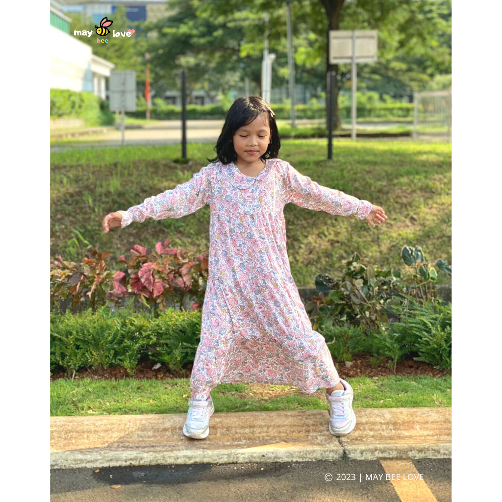 Baju Gamis Anak Perempuan | Dress Anak Motif Bunga Perempuan | Dress Bunga Lily Motif