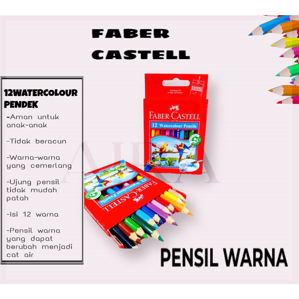 

PENSIL WARNA FABER CASTELL WATERCOLOUR 12 WARNA PENDEK