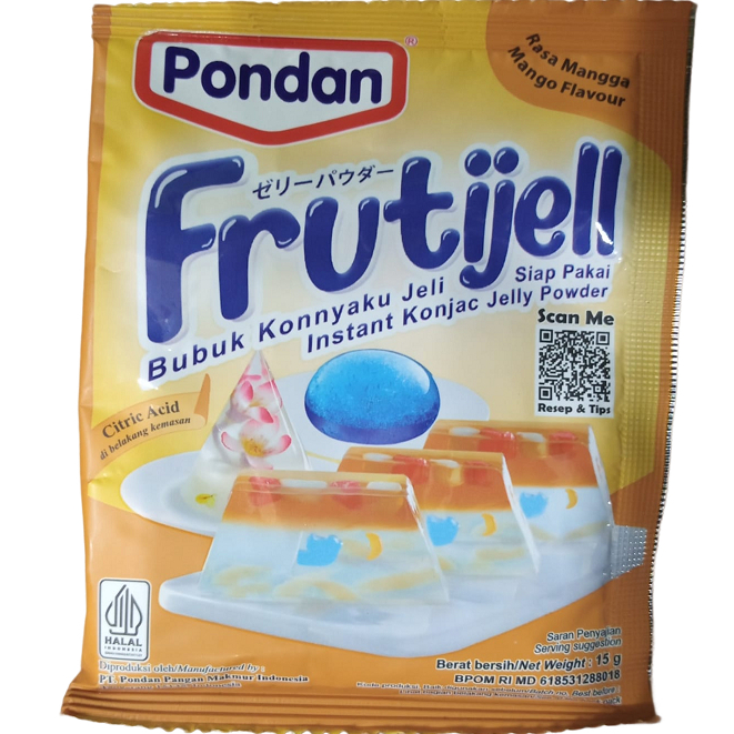 

Frutijell Rasa Mangga 15gr Pondan Bubuk Konnyaku Jelly