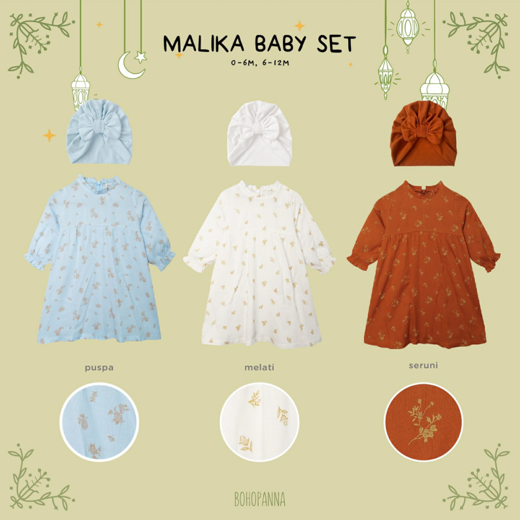 [TOMS] BOHOPANNA (1set) Family Malika Set Mom Kids / Tunic + Hijab Ramadhan Anak Ibu Keluarga EID Baju Muslim Raya Lebaran 2023 Terbaru Bayi Anak Perempuan