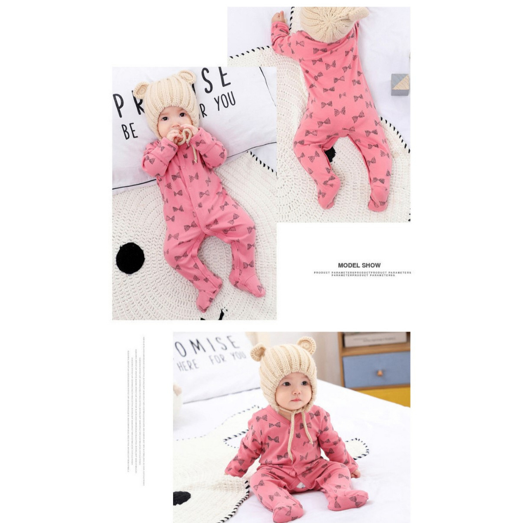 Jumpsuit SET anak usia 0-12 bulan lucu ala korea jumper baby 3in1 lengan panjang premium impor